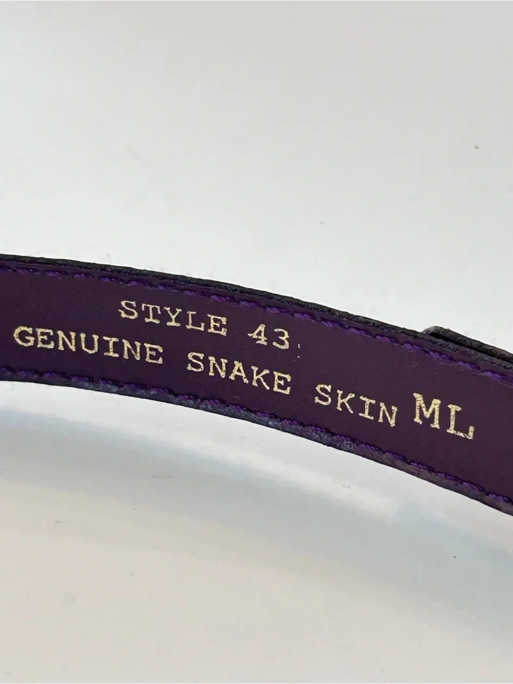 Milor purple/eggplant genuine snakeskin belt featuring a covered belt buckle M/L